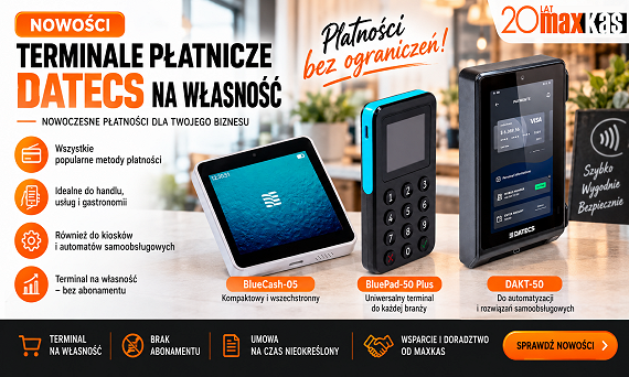 Nowoczesne terminale płatnicze DATECS na własność w ofercie MAXKAS