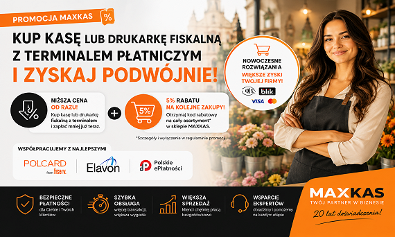 Kup kasę fiskalną lub drukarkę fiskalną z terminalem płatniczym i zyskaj podwójnie!