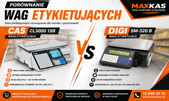 Porównanie wag etykietujących CAS CL3000 15B i DIGI SM-320B