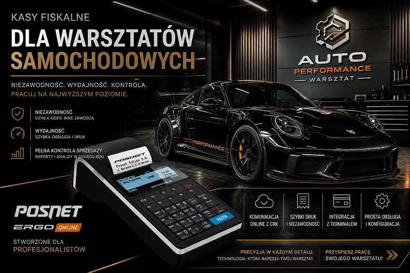 Kasa fiskalna POSNET ERGO ONLINE dla serwisu PORSCHE