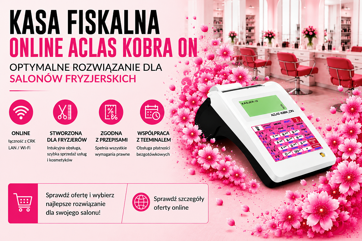 Kasa fiskalna online Aclas Kobra ON dla salon&oacute;w fryzjerskich
