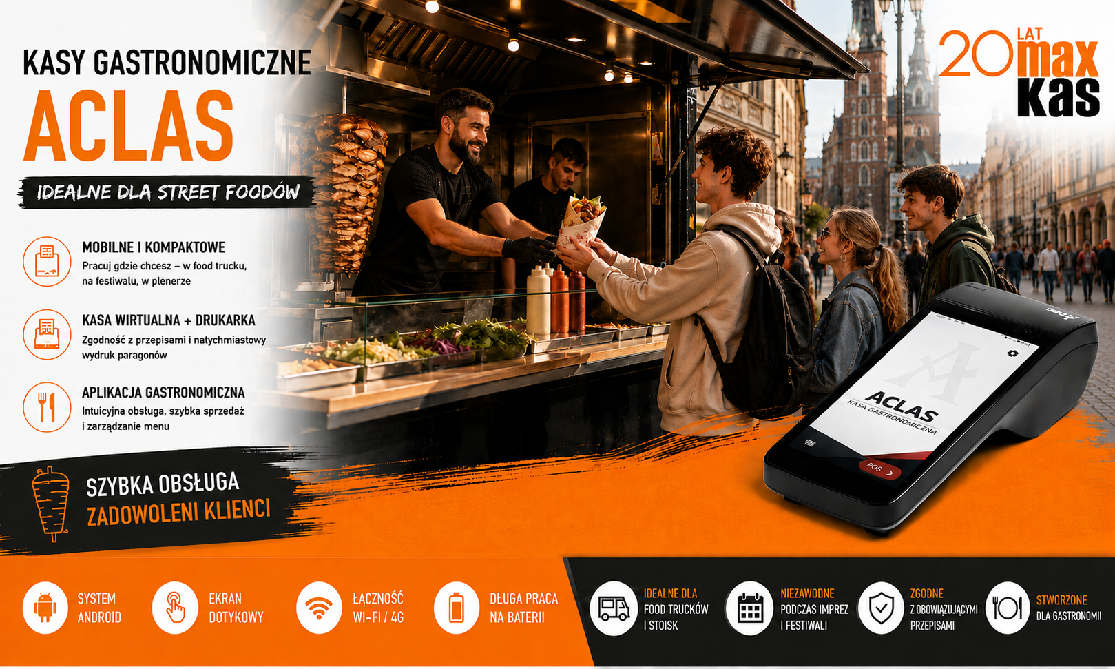 Kasa gastronomiczna ACLAS dla street food Krak&oacute;w