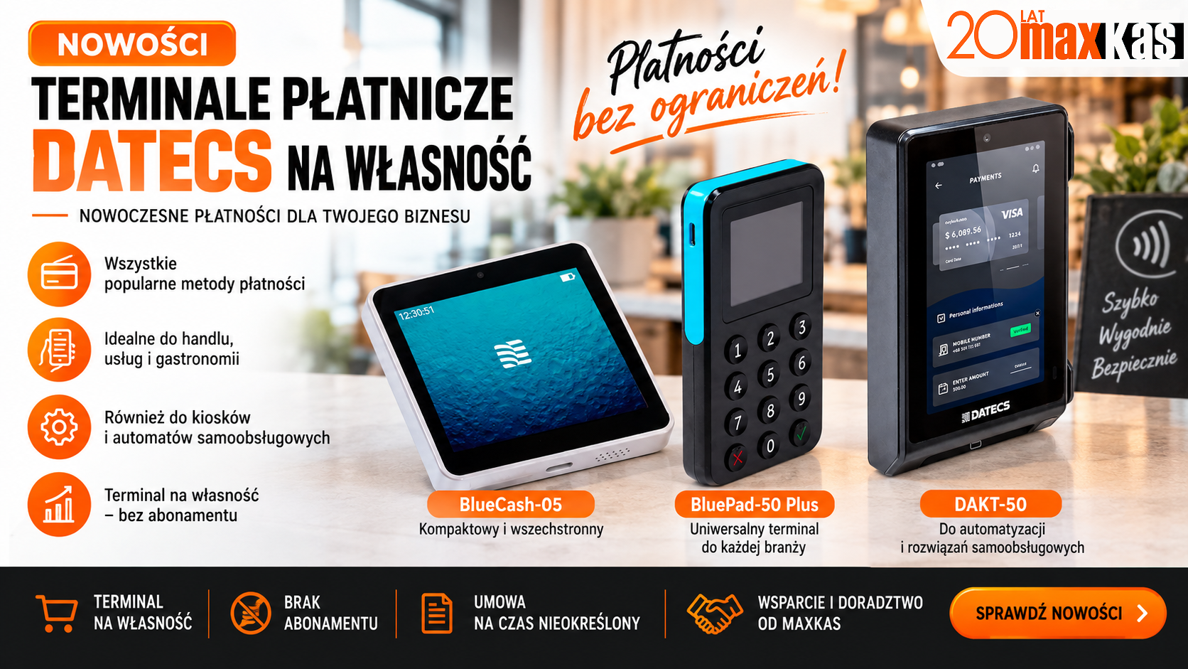 Terminale płatnicze DATECS na własność Kraków